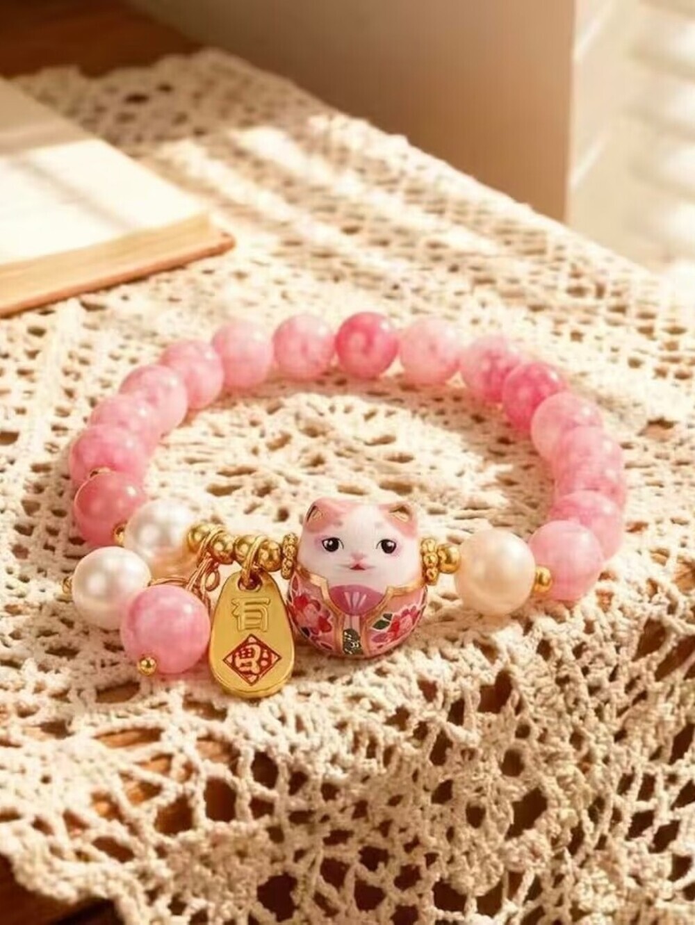 Crystal Beads Cat Bracelet